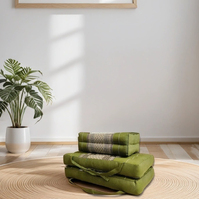 Foldable Meditation Cushion + Seating Block Set Green