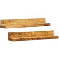 Set of 2 Mango Wood Wall Shelves