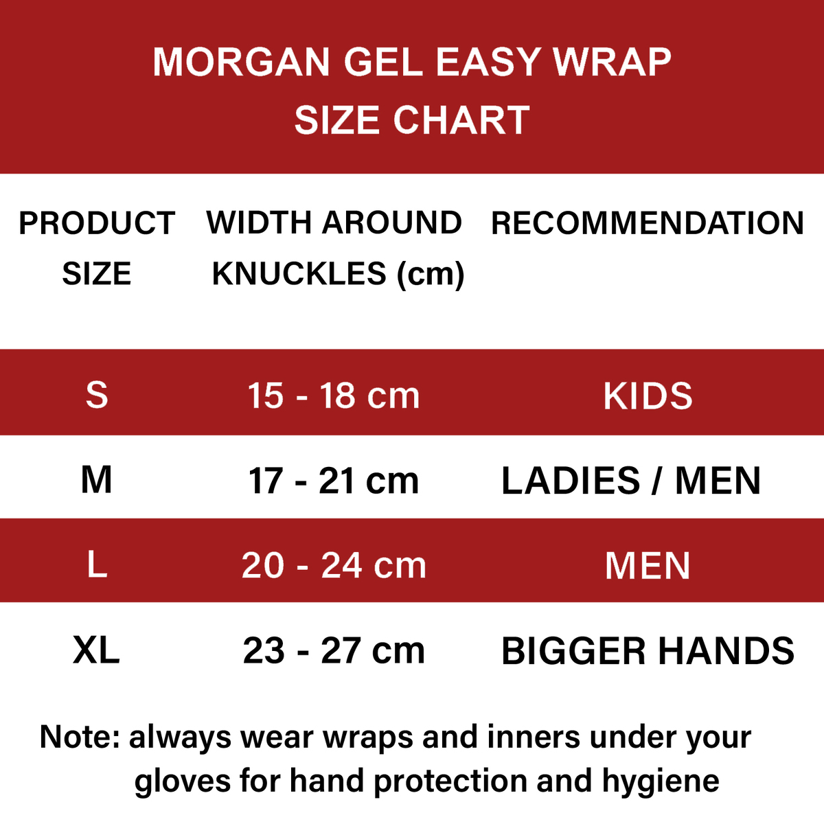 Muay Thai Gloves Size Chart