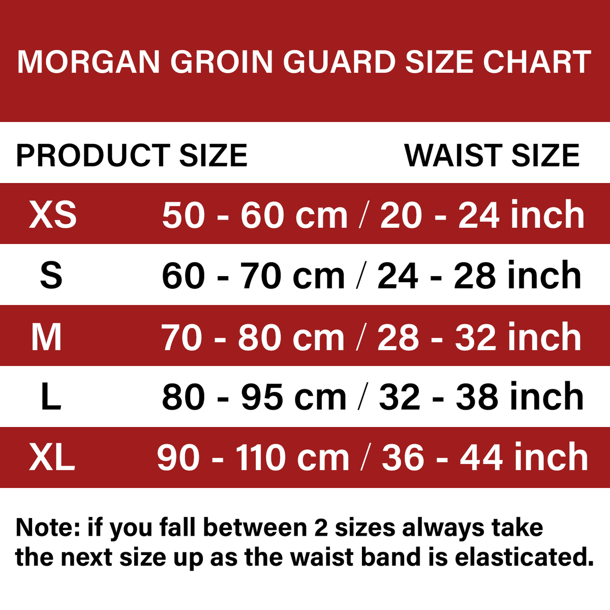 Boxing Groin Protector Size Chart
