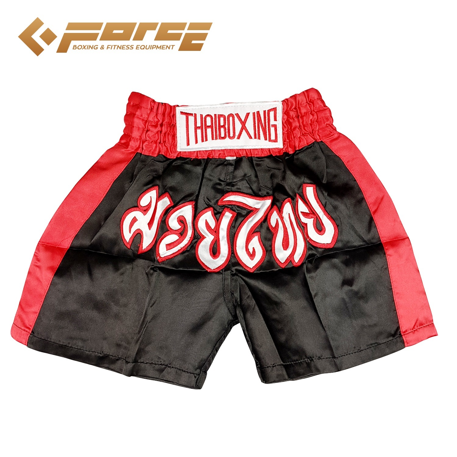 Muay Thai Kick Boxing Black-Red Color Shorts MMA Trunks Satin fabric,Size M-XXXL 