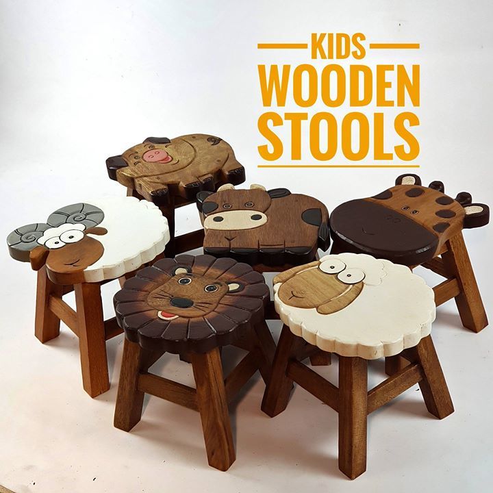 Childrens/Childs/Kids Wooden Stool Cowboy 