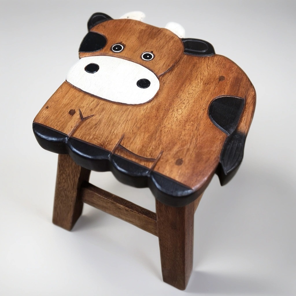Solid Timber Wooden Kids Toddler Adult Animal Shoes Changing Stool Chair MP