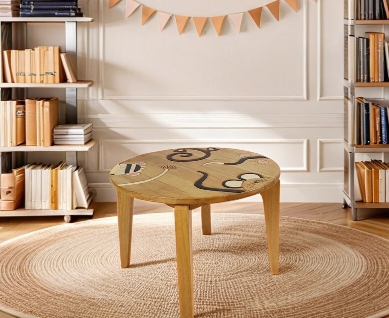 childrens round wooden table and chairs