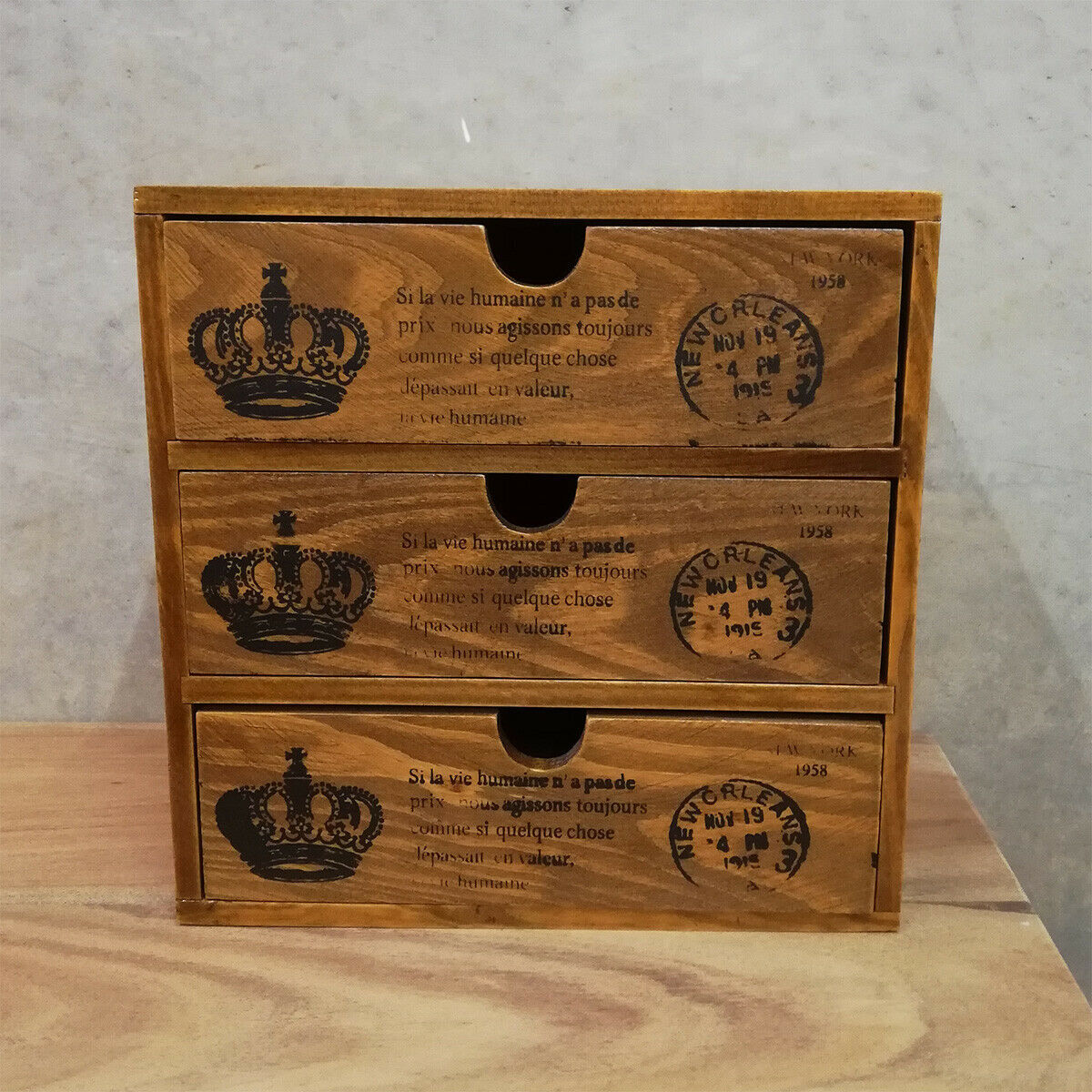 French Provincial Pigeon Hole Mounted Chest of 3 Drawers Mango Trees