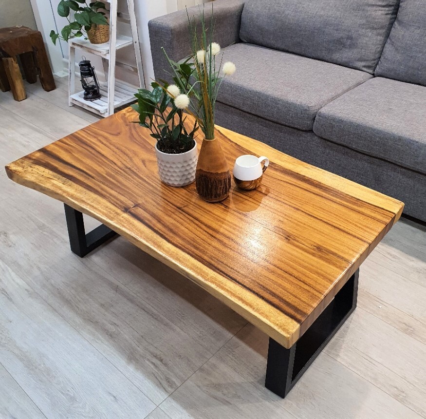 Double Hearth Wood Slab Coffee Table — Rustic Roots Farm