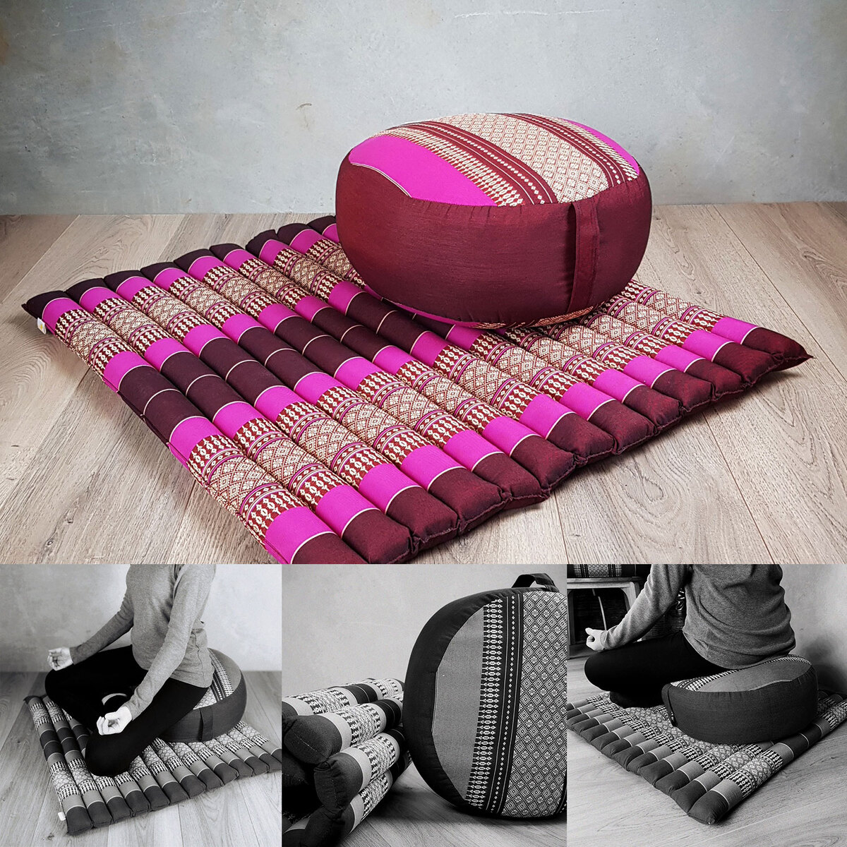 Foldable Zafu & Zabuton Meditation Cushion Set Filled with Organic