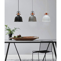 ALTA: Industrial Bell Shape With Copper Highlights Pendant Lights White