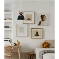 ALTA: Industrial Bell Shape With Copper Highlights Pendant Lights Matte Black