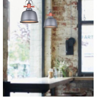 ALTA: Industrial Bell Shape With Copper Highlights Pendant Lights Matte Grey