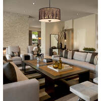 AUTUMN: Drum Aged Bronze with Amber Lining Pendant Light Large