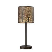 AUTUMN: Round Aged Bronze with Amber Lining Table Lamp