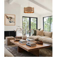 BARRIQUE: Retro Interior Large Drum Wood Pendant Lights Oak Wood