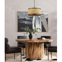 BARRIQUE: Retro Interior Large Drum Wood Pendant Lights Natural Timber