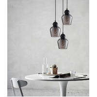 CHAMPAN: Smokey Black Glass Ellipse Multiple Round Base Pendant Lights