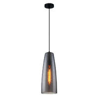 CHUVA: Smokey Black Glass with Rain Drop Effect Long Cone Pendant Light