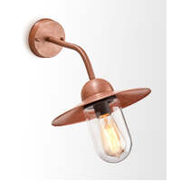 DEKSEL: Matte Aged Copper Exterior Wall Light With Clear Glass IP54