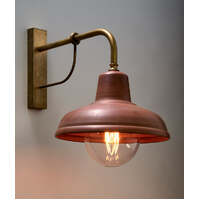 DEKSEL: Aged Copper Interior Wall Light IP23 (Brass bracket & base & neck)