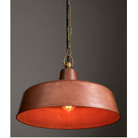 DEKSEL: Antique Rustic Aged Copper Interior Dome Shape Pendant Light