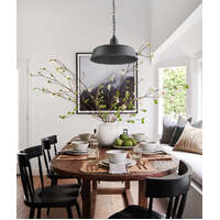 DEKSEL: Industrial Matte Black Interior Dome Shape Pendant Light 400mm