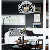 GAMBA: Industrial Rustic Wide Angular Cage Pendant Lights 600mm White