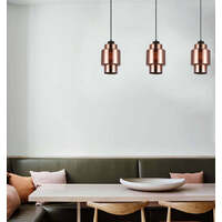 LAMINA: Retro Copper Coloured Glass Double Cylinder Pendant Light