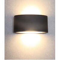 TAMA: LED Exterior Surface Mounted Curved Up/Down Wall Lights IP54 Black