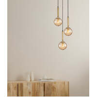 TRATTINO: Bronze Amber Spherical Glass Multiple Round Base Pendant Light