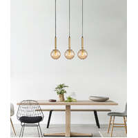 TRATTINO: Bronze Amber Spherical Glass Multiple Round Base Pendant Light