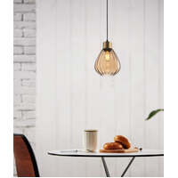 TULIP: Interior Bronze Amber Wine Glass Ribbed Pendant Lights