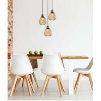 TULIP: Bronze Amber Wine Glass Ribbed Multiple Round Base Pendant Lights