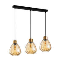 TULIP: Bronze Amber Wine Glass Ribbed Multiple Bar Base Pendant Lights