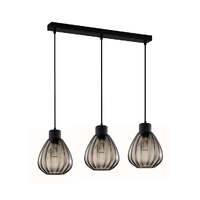 TULIP: Smokey Black Wine Glass Ribbed Multiple Bar Base Pendant Lights