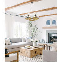 VOTIF: Retro Candelabra Oak Wood with Clear Blown Dimpled Glass Pendant Light