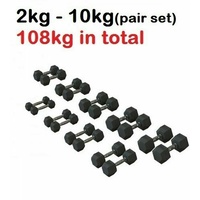 MORGAN Rubber Hex Dumbbells Value Pack 2-10Kg (108Kg Set)