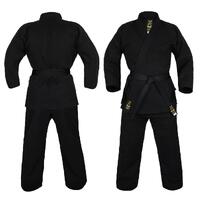 YAMASAKI Gold Deluxe Brushed Canvas Karate Uniform (Black) - 14Oz