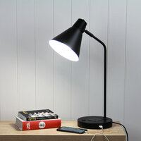 TARGA Black Desk Lamp with USB and wireless charging