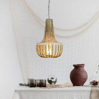 Cascara 1 Light Natural Wooden Beaded Pendant Light