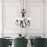 GASTON 5LT Antique Frosted Glass Pendant in Bronze