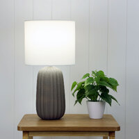BENJY.25 Ceramic Table Lamp w Fabric Shade in Dark Taupe