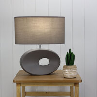 LOUISE Ceramic Table Lamp with Shade in Grey