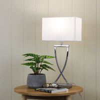 CHI Stylish Bedside Lamp with Polyester Shade in Chrome