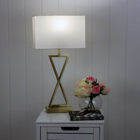 KIZZ Antique Brass Stylish Bedside Lamp with Polyester Shade