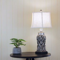 DORNE Classic Antique Cut Lamp with Harp Shade Silver