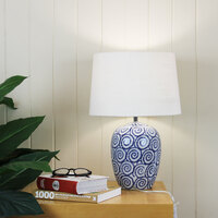 PIPPI Ivory and Blue Ceramic Table Lamp w Shade