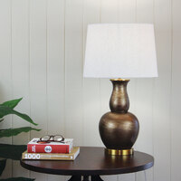 TANGIER Brushed Bronze Table Lamp w Shade