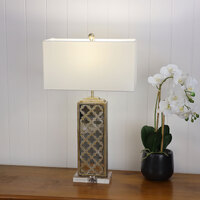 GRANADA Complete Table Lamp w Shade in Brown & Mirror
