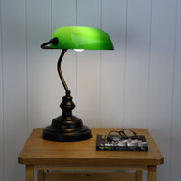 Retro Style BANKERS Lamp BLACK / GREEN (switched)