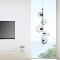 SINUS 5 Light Pendant Matt Black w Smoked Galss