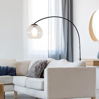 OVER Large Arc Floor Lamp with Acrylic Shade in Black